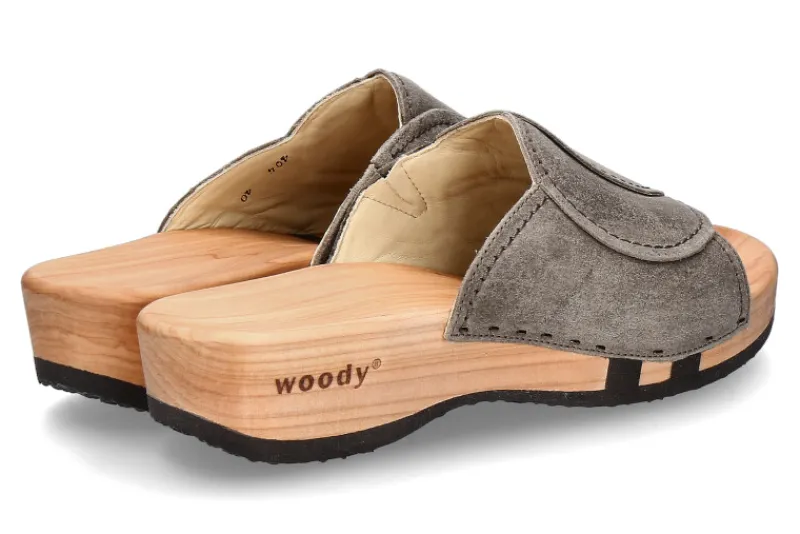 Damen woody Holzpantolette VANESSA VELOUR SAND
