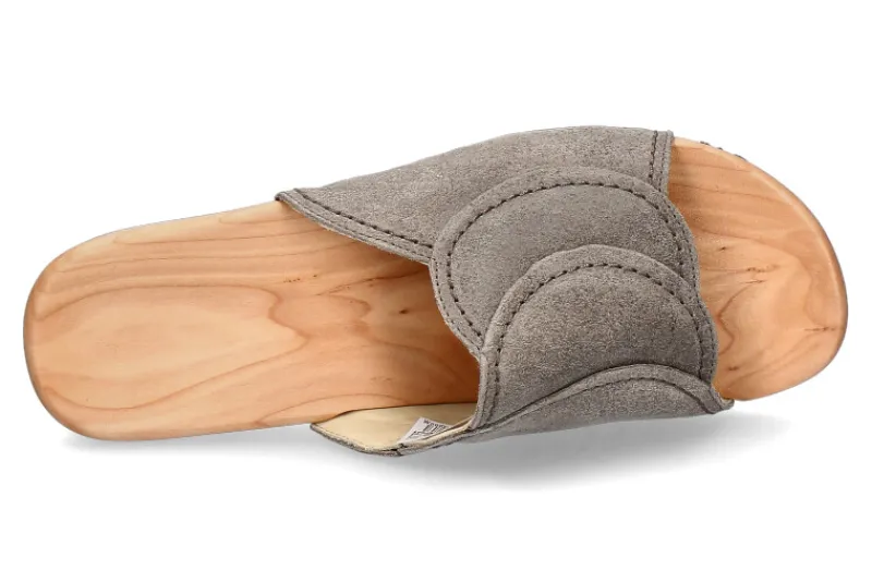 Damen woody Holzpantolette VANESSA VELOUR SAND